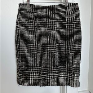 Brooks Brothers black and white plaid wool skirt